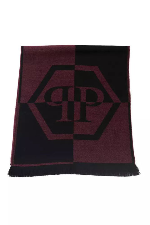 Philipp Plein Burgundy Wool Scarf