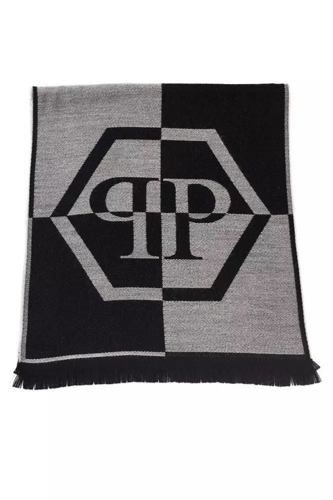 Philipp Plein Gray Wool Scarf