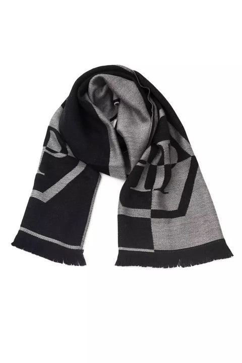 Philipp Plein Gray Wool Scarf