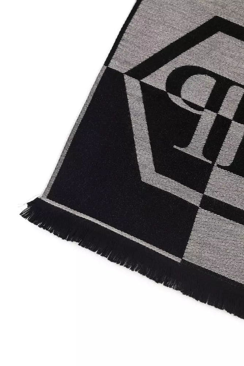 Philipp Plein Gray Wool Scarf