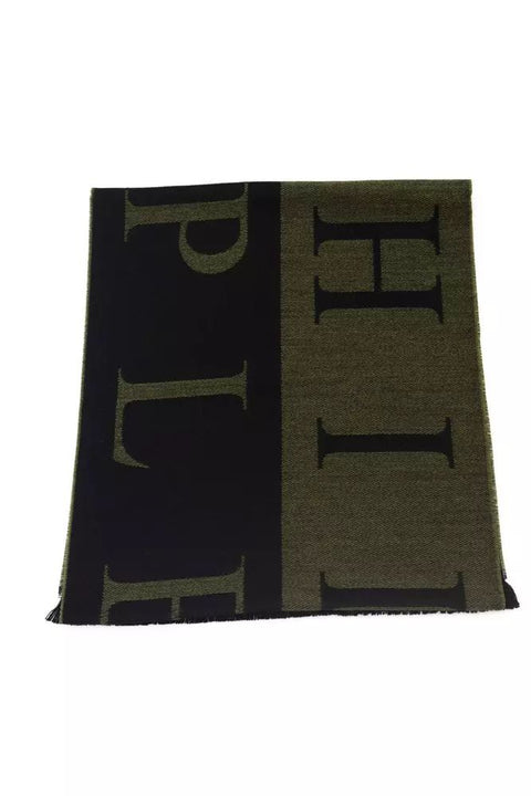 Philipp Plein Green Wool Scarf