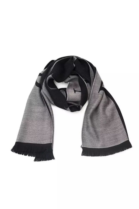 Philipp Plein Gray Wool Scarf