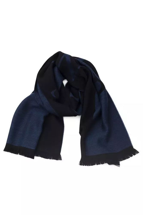 Philipp Plein Blue Wool Scarf