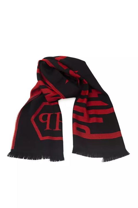 Philipp Plein Red Wool Scarf