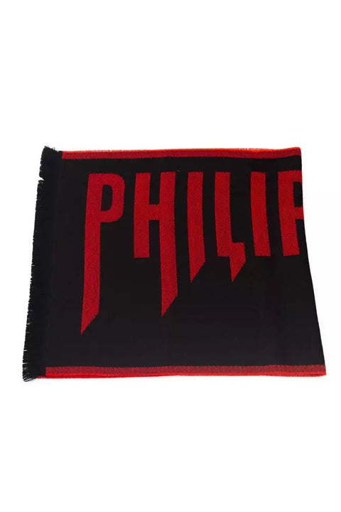 Philipp Plein Red Wool Scarf