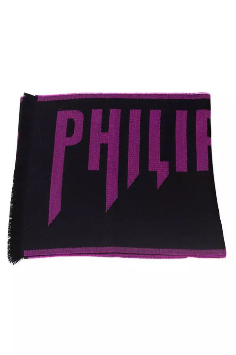 Philipp Plein Purple Wool Scarf