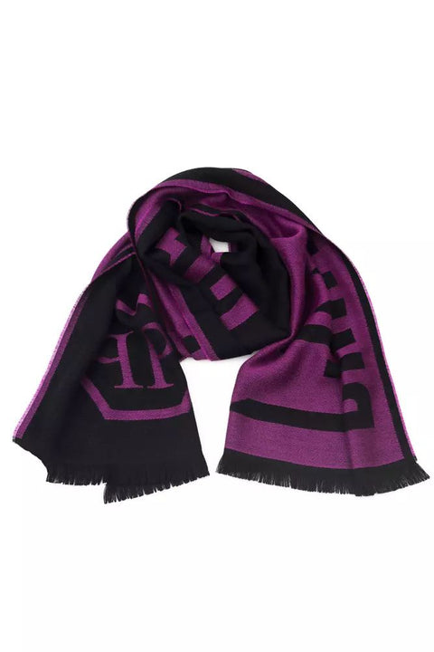 Philipp Plein Purple Wool Scarf