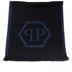 Philipp Plein Blue Wool Scarf