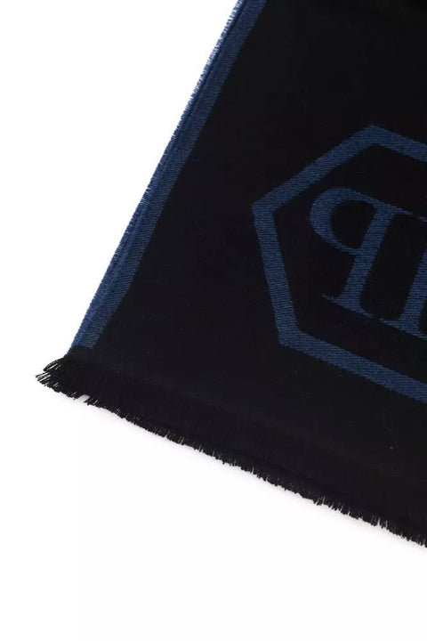 Philipp Plein Blue Wool Scarf