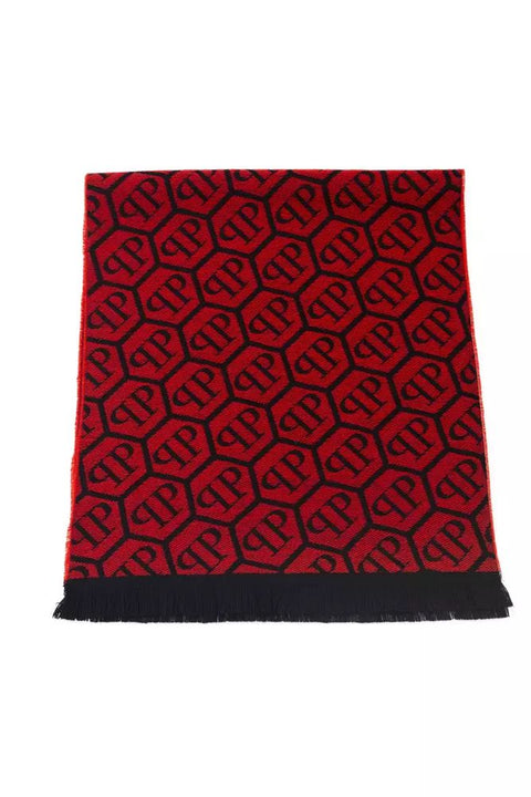 Philipp Plein Red Wool Scarf