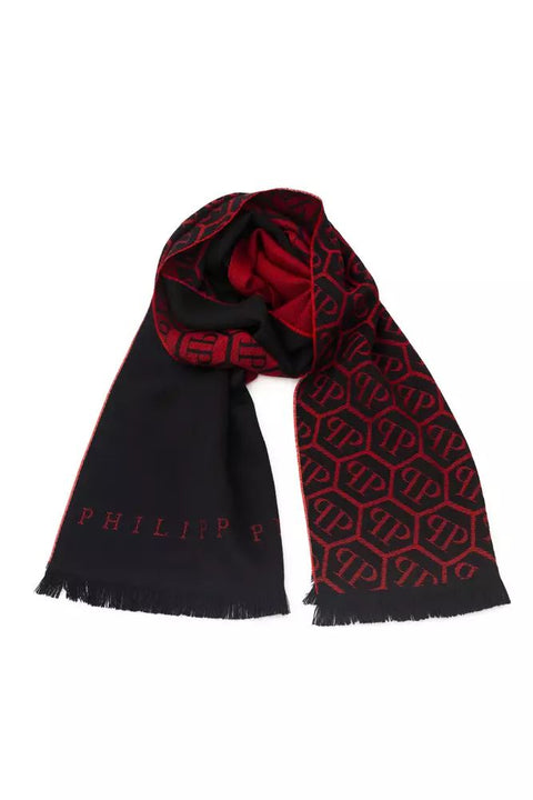 Philipp Plein Red Wool Scarf