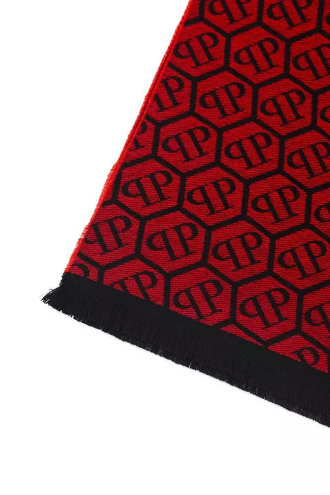 Philipp Plein Red Wool Scarf