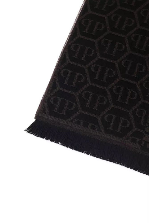 Philipp Plein Brown Wool Scarf