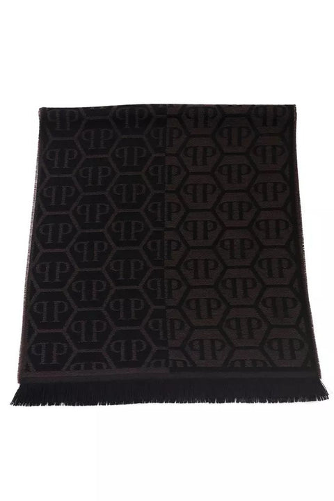 Philipp Plein Brown Wool Scarf