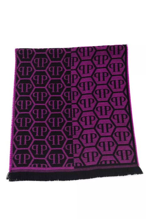 Philipp Plein Purple Wool Scarf