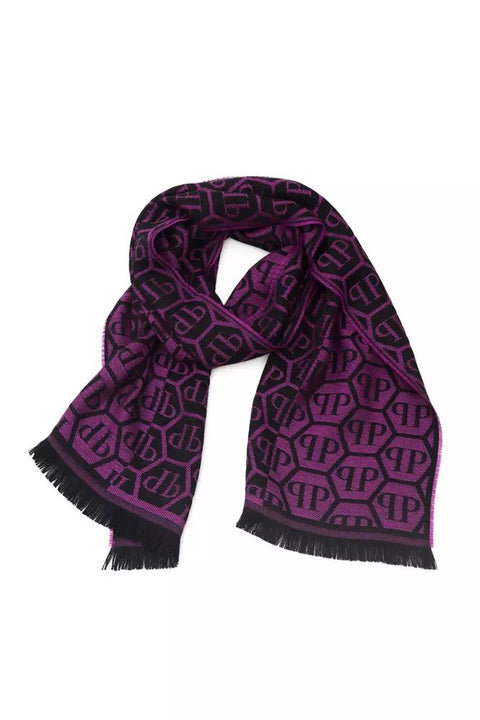 Philipp Plein Purple Wool Scarf