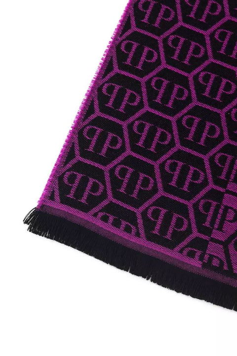 Philipp Plein Purple Wool Scarf