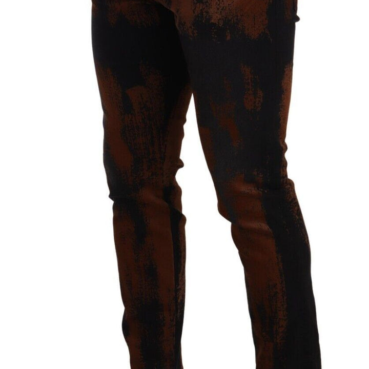 Dolce & Gabbana Black Brown Tie Dye Cotton Skinny Denim Jeans