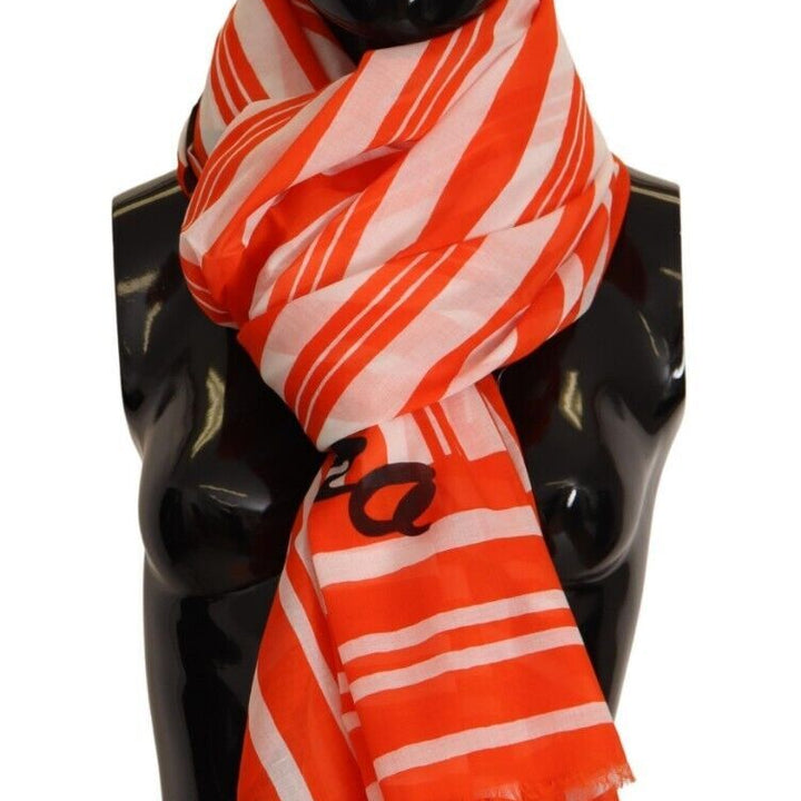 Dolce & Gabbana Orange Striped Cotton Marbella Wrap Scarf