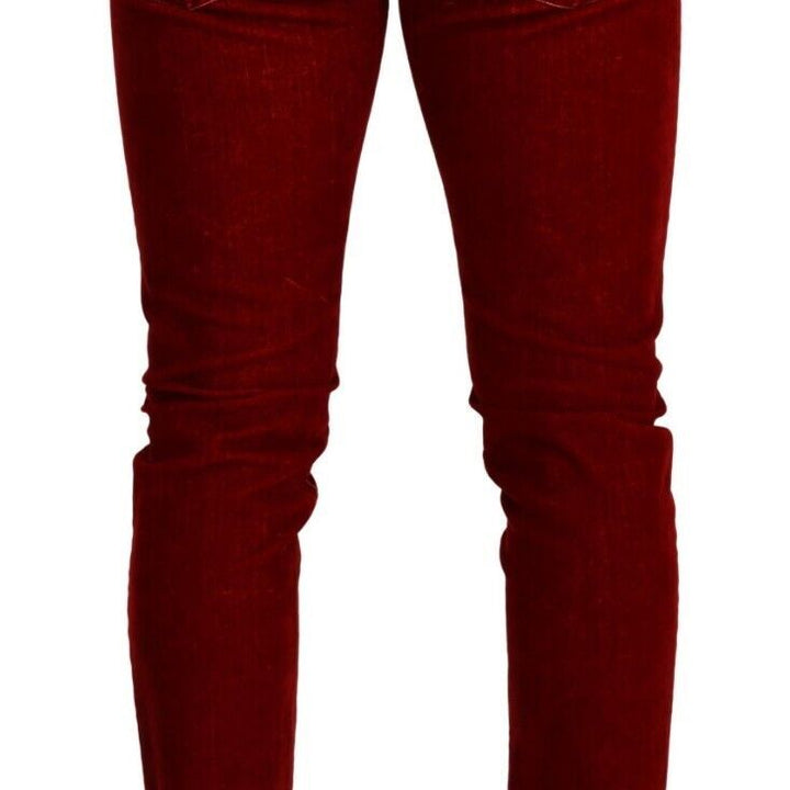 Dolce & Gabbana Red Cotton Stretch Skinny Denim Trouser Jeans