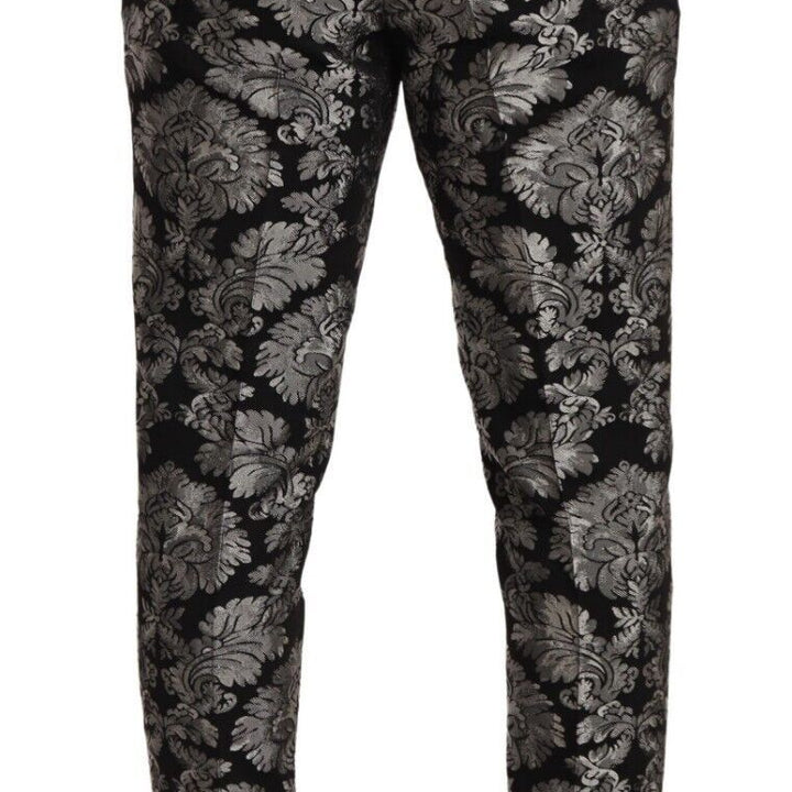 Dolce & Gabbana Silver Black Jacquard Dress Trouser Pants