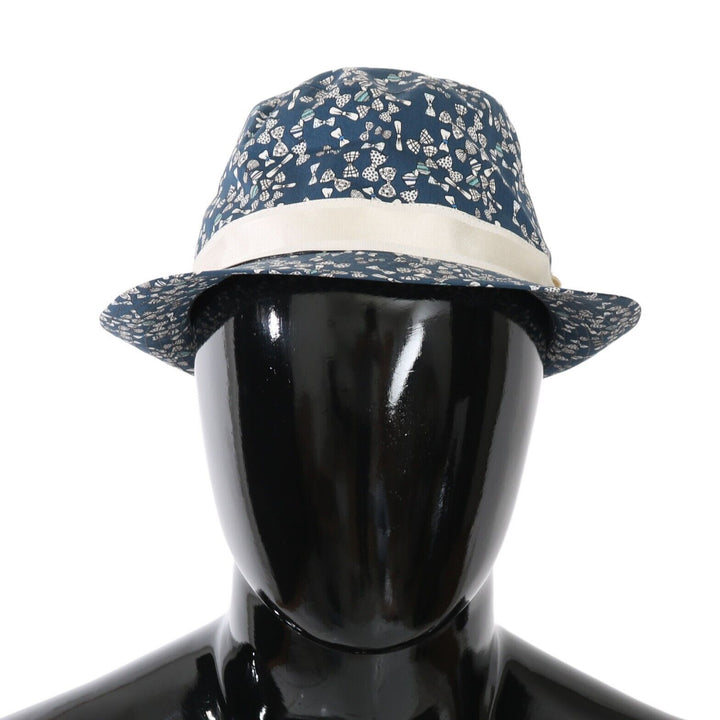 Dolce & Gabbana Blue White Cotton Bow Print Fedora Hat