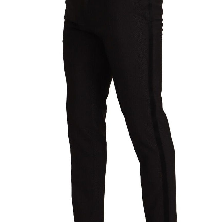 Dolce & Gabbana Black Brown Formal Tuxedo Dress Pants