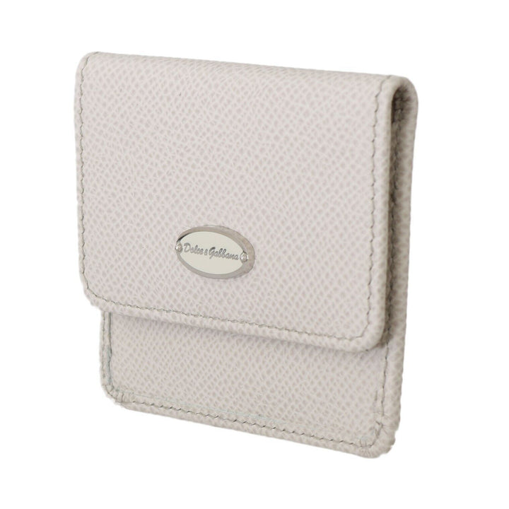 Dolce & Gabbana White Dauphine Leather Holder Pocket Wallet Condom Case