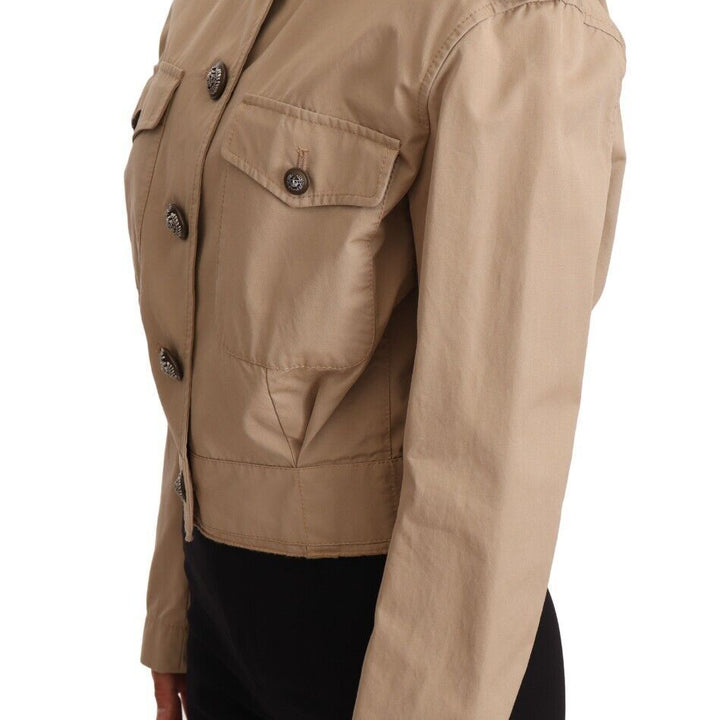 Dolce & Gabbana Beige Cropped Fitted Cotton Coat Jacket