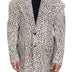 Dolce & Gabbana White Leopard Single Breasted Coat Blazer