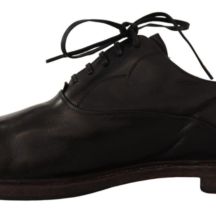 Dolce & Gabbana Black Leather Mens Lace Up Derby Shoes