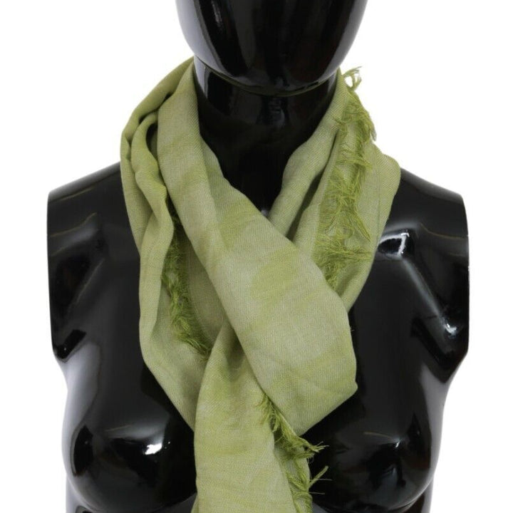 Roberto Cavalli Green Modal Shawl Fringes Women Scarf