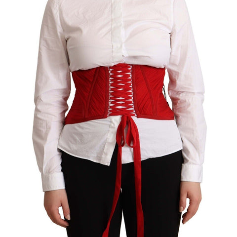 Dolce & Gabbana Red Corset Belt Stretch Waist Strap Top