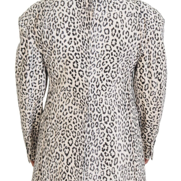 Dolce & Gabbana White Leopard Single Breasted Coat Blazer