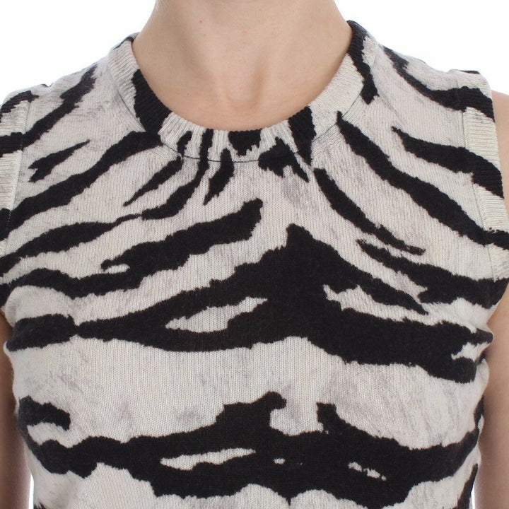 Dolce & Gabbana Zebra 100% Cashmere Knit Top Vest Tank Top