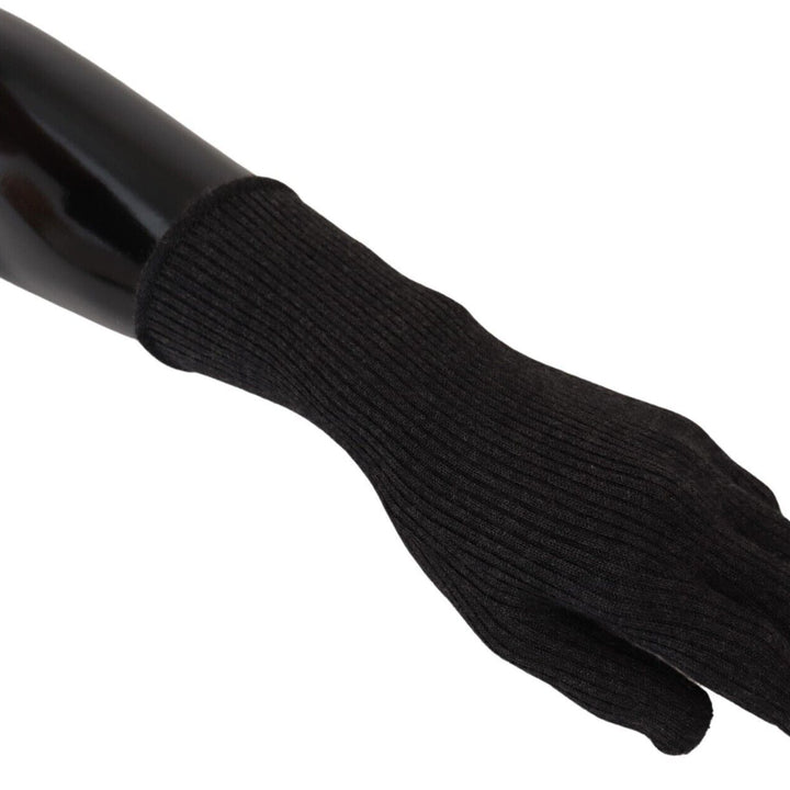 Dolce & Gabbana Black Cashmere Silk Hands Mitten Mens Gloves