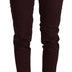 Just Cavalli Maroon Mid Waist Skinny Women Trouser Pants