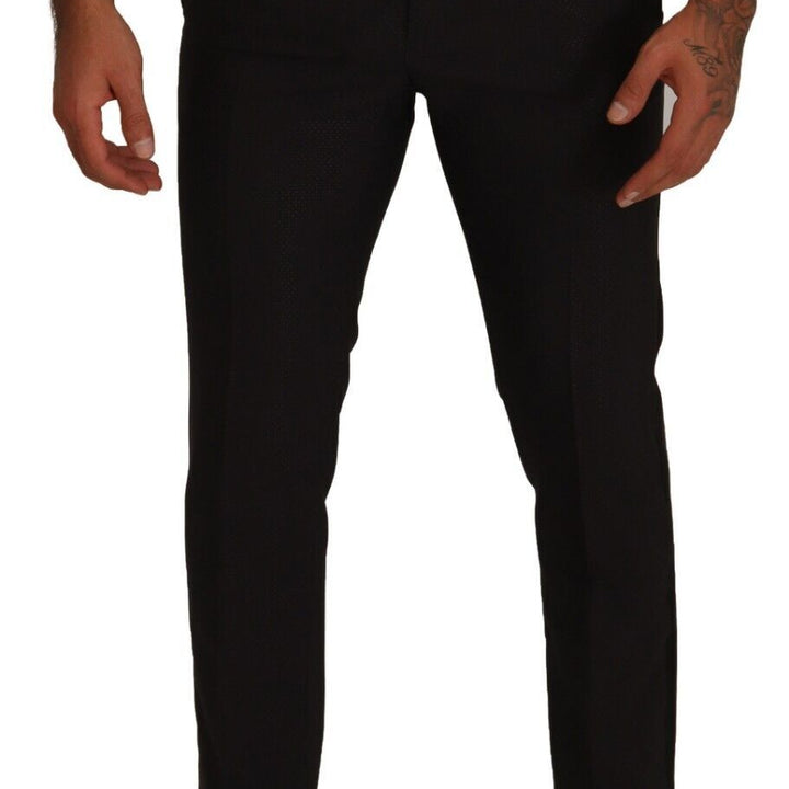 Dolce & Gabbana Black Brown Formal Tuxedo Dress Pants