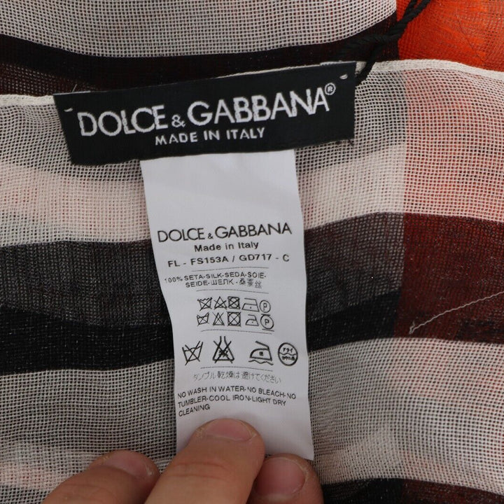 Dolce & Gabbana Multicolor Striped Silk Shawl Fringes Scarf