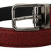 Dolce & Gabbana Red Glittered Leather Silver Metal Buckle