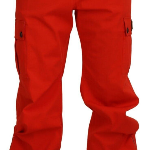 Dolce & Gabbana Red Cargo Men Trousers Cotton Pants