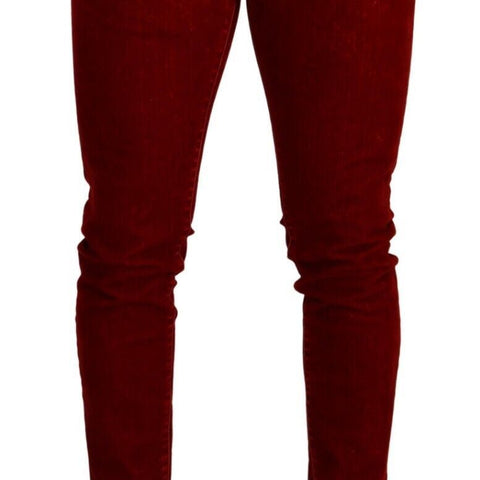 Dolce & Gabbana Red Cotton Stretch Skinny Denim Trouser Jeans