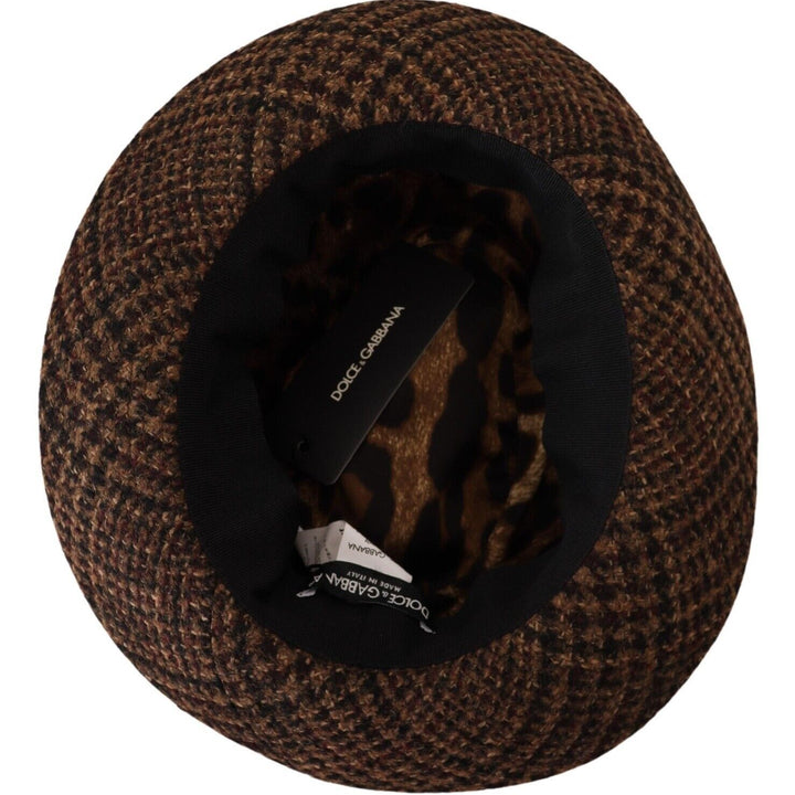 Dolce & Gabbana Brown Tweed Wool Logo Fedora Trilby Hat