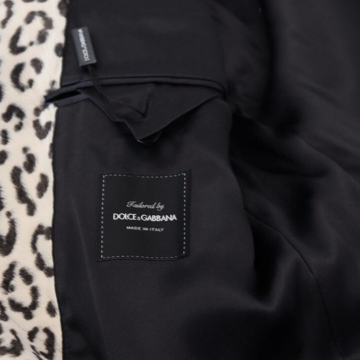Dolce & Gabbana White Leopard Single Breasted Coat Blazer