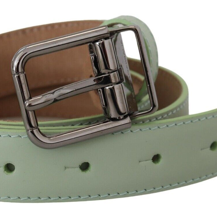 Dolce & Gabbana Mint Green Leather Silver Tone Metal Buckle