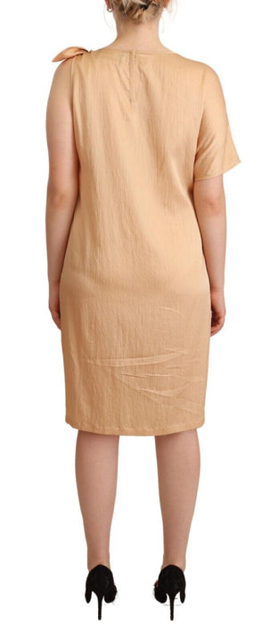 Moschino Beige One Sleeve Knee Length Shift Dress