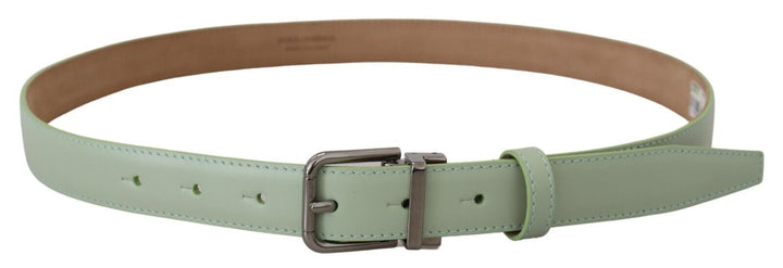 Dolce & Gabbana Mint Green Leather Silver Tone Metal Buckle