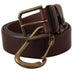 Dolce & Gabbana Brown Leather Gold Metal Buckle Carabiner Belt