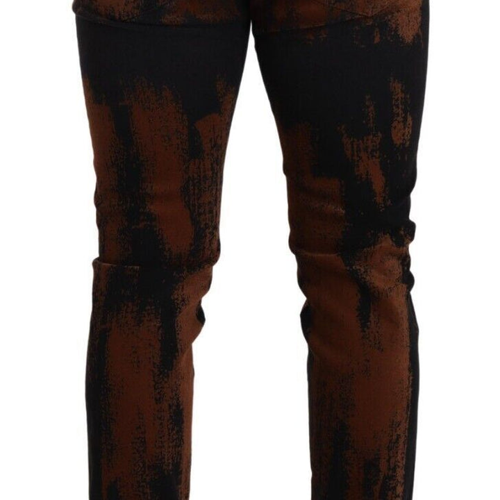 Dolce & Gabbana Black Brown Tie Dye Cotton Skinny Denim Jeans