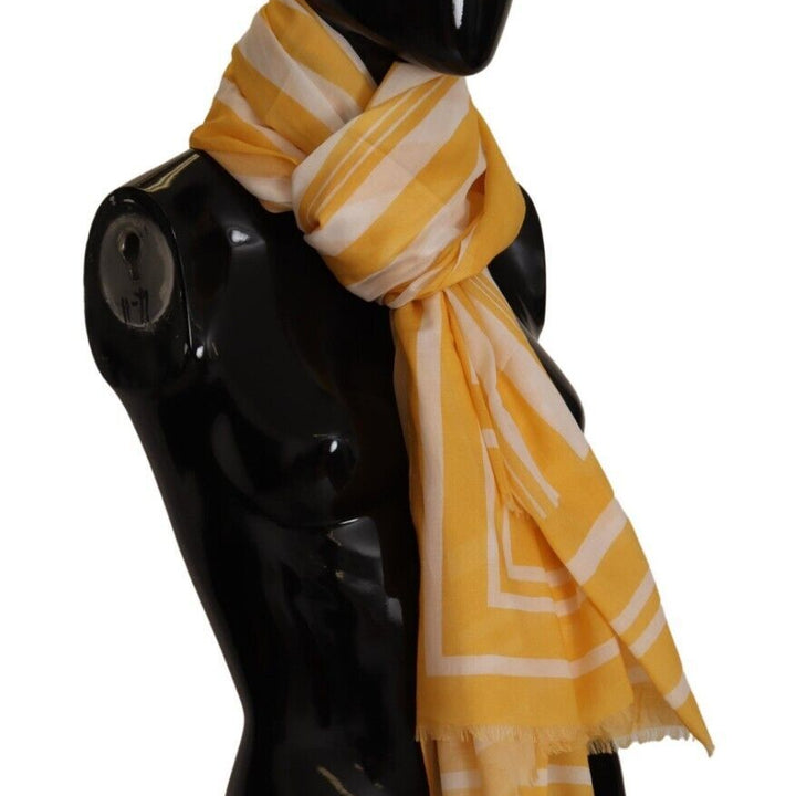 Dolce & Gabbana Yellow White Striped Portocervo Shawl Scarf